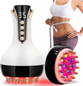 $50 35-Level Lymphatic Drainage Massager, Type-C Heated Body Sculpting Machine & Cellulite Massage Tool, Metal Brush Fascia Blaster for Belly Fat & Pain Relief Linen White
