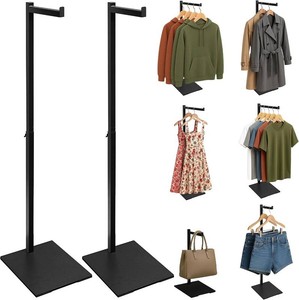$50 Clothing Display Rack, 21-36 Inch Adjustable Garment Stand, Black, 2 Pack
