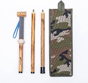 $20 3pc Detachable Hardwood Walking Stick for Hiking with Compass 48 Inches - Soft Hand Strap - Rubber Tip Cover