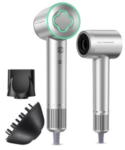 $80 Cosy Companions High-Speed Ionic Hair Dryer, 150000 RPM Brushless Motor for 2-5Min Fast Drying, Low Noise Blow Dryer Reduces Frizz & Heat Damage, Lightweight Hair Dryer with Diffuser & Nozzle, Silvery