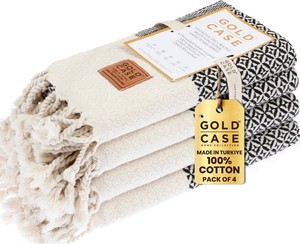 $30 Gold Case Turkish Hand Towels for Bathroom & Kitchen Set of 4, 20x40