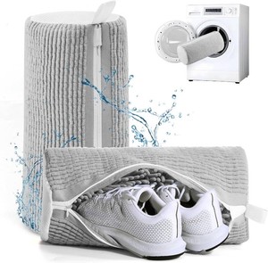 $24 Aship Shoe Washing Machine Bag, Laundry Shoe Bag for Washer and Dryer - 2PC Reusable Shoe Cleaning Bag for Sneakers,Tennis Shoes, 360 Deep Cleaning With Self-locking Zipper for All Shoes Sizes - Gray