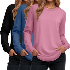 $43 Ficerd 3 Pack Womens Long Sleeve Shirts Cotton Sweatshirts