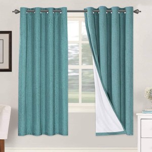 $41 H.VERSAILTEX 100% Blackout Linen Curtains 72 L 2 Panels Teal