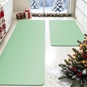 Non Slip Bath Mat, Thin Bathroom Rugs Fit Under Door, Quick Dry Bath Mats, Machine Washable Bath Rugs for Bathroom, Bathtub & Kitchen, Sage GreenSolid24 x1748x20