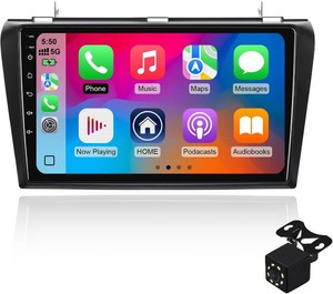 $92 132G Android 13 Double Din Car Stereo for Mazda 3 2004-2009 with 9 Inch Touchscreen Radio Built-in Wireless CarplayAndroid AutoGPSBluetoothFMAUX-inSteering Wheel ControlsBackup Camera