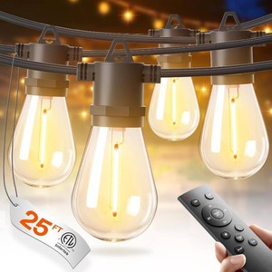 $25 addlon 25FT LED Outdoor String Lights, Waterproof Dimmable Bulbs for Patio