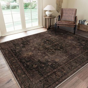 $40 GENIMO 3x5 Washable Small Area Rug for Bedroom, Non Slip, Dark Brown