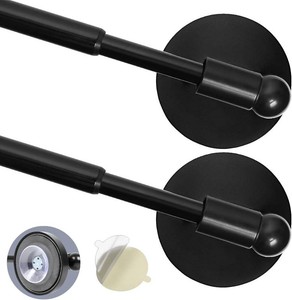 $22 Heavy Duty Magnetic Curtain Rod for Metal Doors, 16-28, Black 2 Pack