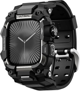 $34 ULTIMAL Rugged Case with Band for Apple Watch 46mm,Compatible with Apple Watch Series 1110, Military Grade Shockproof Bumper Cover for iWatch Tactical Band Men (Black, 46mm)