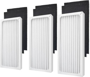 $21 990051000 True Air Filters Replacement Compatible with Hamilton Beach TrueAir Air Purifier 04383 04384 04385 04386A - 3 HEPA Filters & 6 Pre-Filters