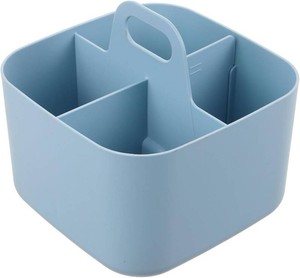 $21 Storage Box with Handle 4 Compartments Sky Blue Plastic
