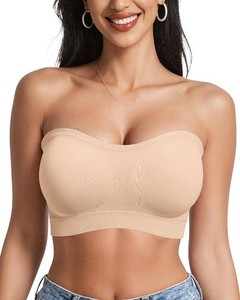 $27 OEAK Womens Push Up Strapless Bras Wireless Bandeau Plus Size Seamless Bra (Size Medium)
