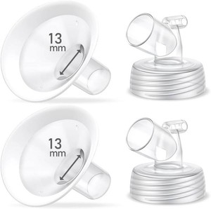 2 Packs 13mm Flange Set, Updated Soft Rim Shield and Wide Mouth Base Connector Pump Parts for Spectra S2 Spectra S1 9 Plus Breastpumps Accessories, 106 Degree Wider Opening Angel (Size 2pcs Soft Flange-13mm)
