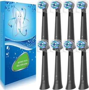 $23 8 Pack Replacement Toothbrush Heads Compatible with Oral B iO, Brush Heads for Oral-B iO 23456789107G Series, with Covers, Black