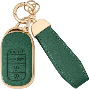 GripKeyShell for Honda Key Fob Cover, Leather  Soft TPU Car Key Case with Keychain Compatible with 2022-2026 Civic Accord CR-V HR-V Pilot Passport, Full Protection Car Key Accessories