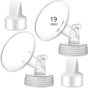 19mm Flange and Duckbill Valve, Replacement to Spectra Pump Parts Compatible with Spectra S1 S2 9 Plus Breast Pumps,Not Original, Replace Accessories. (Size 19mm Flange)(Color Clear Flange, White Valve)