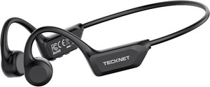$30 TECKNET Bone Conduction Headphones, Bluetooth V6.0 Open Ear Headphones, Wireless Headphones 10H Playtime & IPX5 Waterproof, Comfortable Fit Built-in Mic, Sport Headphone for Running & Workout -Black (Size Medium)