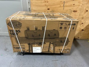 $665 Char-griller Texas trio 4 burner dual fuel with smoker in black